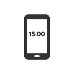 digital clock icon on smartphone display