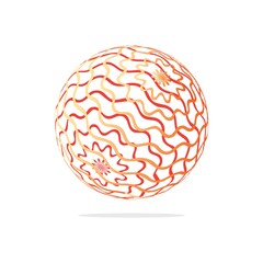 Globe logo element with wavy concept