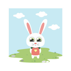 cute rabbit animal cartoon, simple vector illustration design