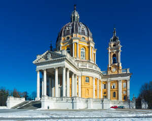 Fototapeta na wymiar View of catholic Basilica of Superga one of symbol of Turin, Italy
