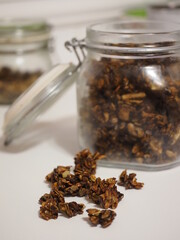 glass jar with home made muesli