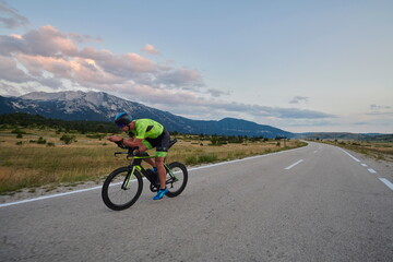 triathlon athlete riding bike