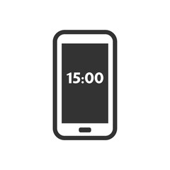 Digital clock icon on smartphone display