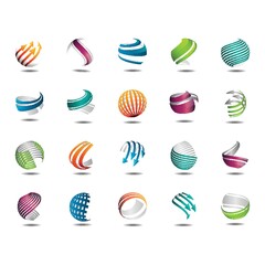 Collection of spherical logo elements