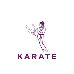 Fast kick fighting karate logo silhouette icon