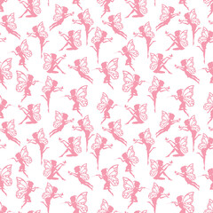 Fototapeta na wymiar seamless pattern design with fairy silhouette