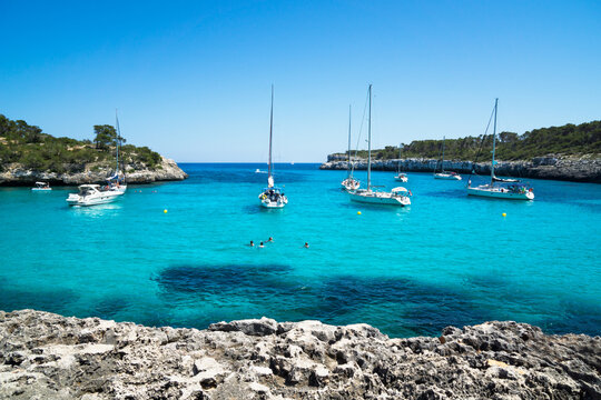 Boats in Mondrago cove