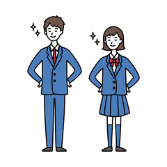 誇らしげな男女中高生