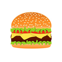 Hamburger cheese and pork cartoon vector design 