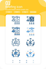 Business conference icon vector on isolated on background with multiple style. Briefing, meeting, presenter icon with linestyle. Training vector icons for business, cooperation, web design, ui and ux