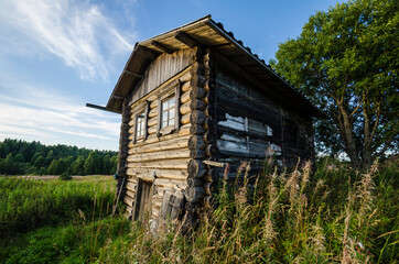 August, 2020 - Dumino. Abandoned houses in a Russian village. Russia, Arkhangelsk Region, Kargopol District