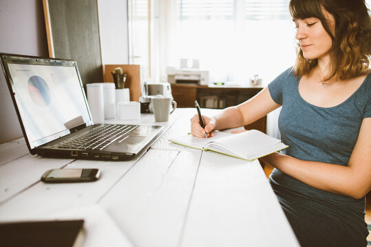 Woman working at the home office