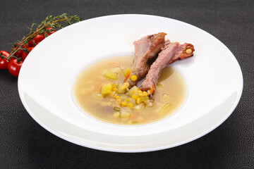 Peas soup with ribs