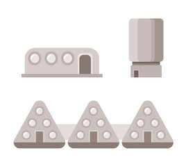Mars settlement. Colonist houses flat icons. Vector illustration isolated.