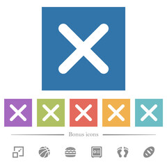 Cross flat white icons in square backgrounds