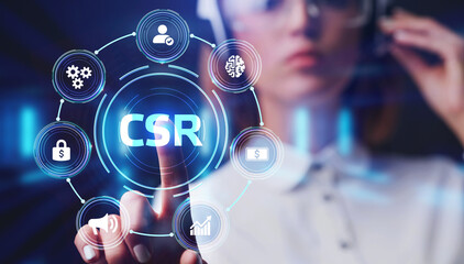 CSR abbreviation, modern technology concept. Business, Technology, Internet and network concept.
