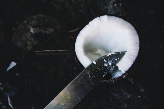 nife in an open coconut