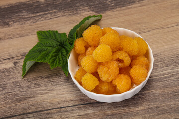 Sweet ripe tasty yellow raspberry