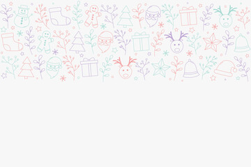 Christmas background with ornaments and copyspace. Empty Xmas greeting card. Vector