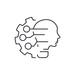 Thinking device. Vector linear icon isolated on white background.