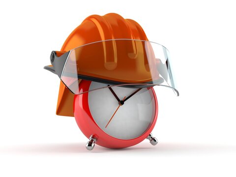 Alarm clock with fireman helmet