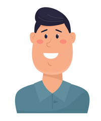 Happy and smiling man. Vector illustration in flat style.