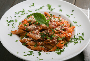 Pasta Penne Arrabbiata close up