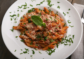 Pasta Penne Arrabbiata horizontal view