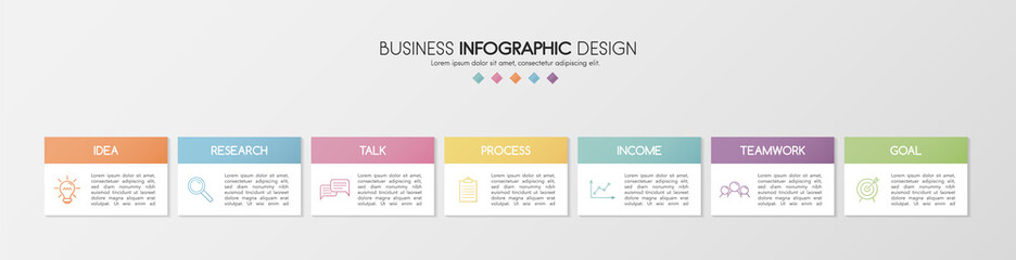 Business infographic template with 7 steps. Vector