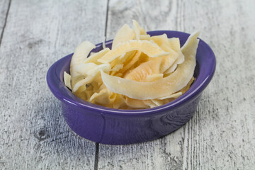 Coconut dry chips in the bowl