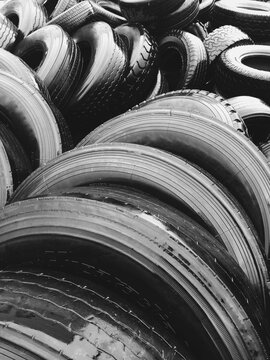 Pile of discarded car tires
