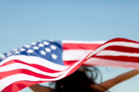 woman with usa flag