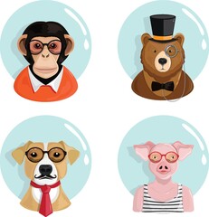 Set of animal character icons
