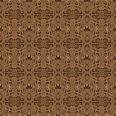 Vintage flower pattern on Kawung batik design with seamless dark brown color design.