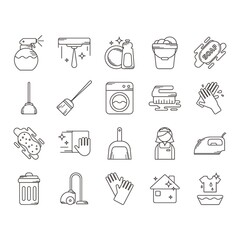 Collection of household cleaning icons