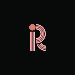 Line letter R logotype pastel colors. Unique modern for company and business identity