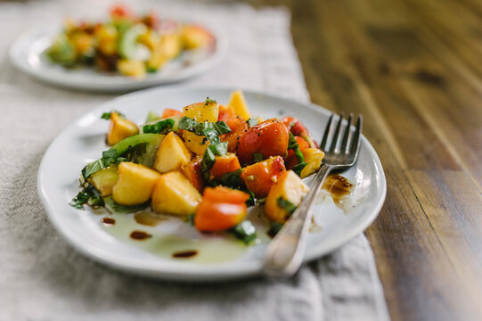 Summer Salad with Peach and Heirloom Tomatoes