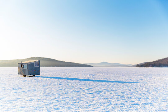 Ice Fishing House on Lake Winnepesaukee New Hampshire