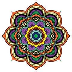 Colored mandala on the white background.Vector
