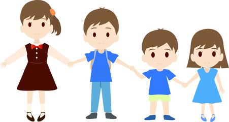 子供達と手を繋ぐ可愛い主婦のイラスト Wall Mural Wallpaper Murals Foolchico 子供達と手を繋ぐ可愛い主婦のイラスト Wall Mural Wallpaper Murals Foolchico