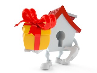 House character holding gift