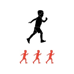 Colorful Silhouette of Kids Running  Outside