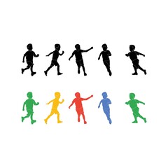 Fototapeta na wymiar Colorful Silhouette of Kids Running Outside