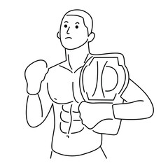Boxer fight. line art vector illustration
