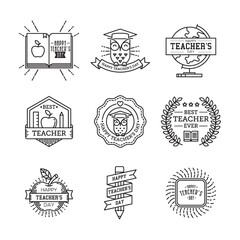 Set of teacher's day icons.