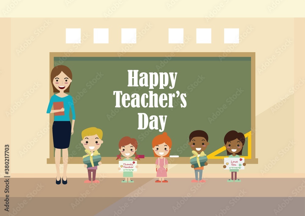 Sticker Happy teacher's day design.