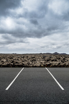 Parking Lot in a Dramatic Landscape
