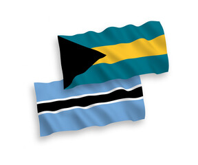 Flags of Commonwealth of The Bahamas and Botswana on a white background
