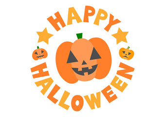 ハロウィンのお化けかぼちゃの円形ロゴ