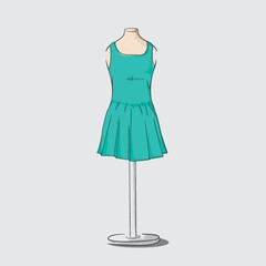 dress on clothing stand